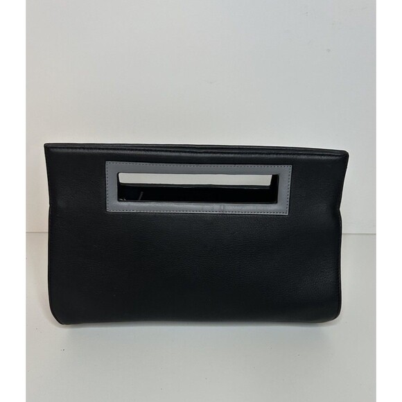 Oneoddbird Whippoorwill Leather Clutch Black With Gray And Pink Colorblocking - Picture 3 of 7